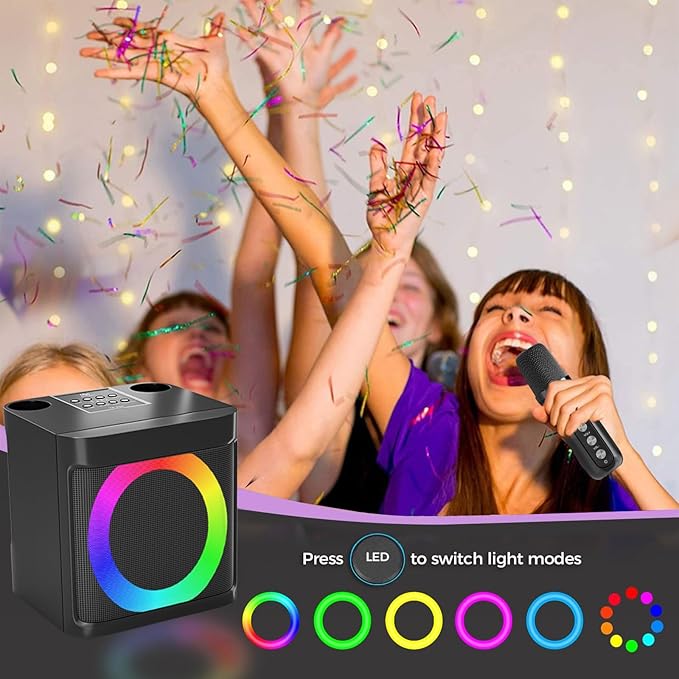 Karaoke Machine for Kids Adults - Portable Bluetooth Speaker with 2 Wireless Microphones, Singing Machine for Home Party, Birthday Gifts for Girls Boys Ages 4, 5, 6, 7, 8, 9, 10, 11, 12+ Years Old
