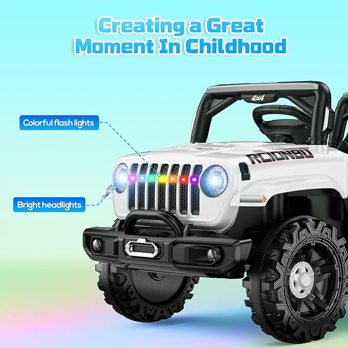 SEALIGHT 12V Kids Ride On Car Truck w/Parent Remote Control, Electric Car for Kids Children Ride On Toy Toddler with Double Doors/Safety Belt/LED Lights/Music Player/Bluetooth