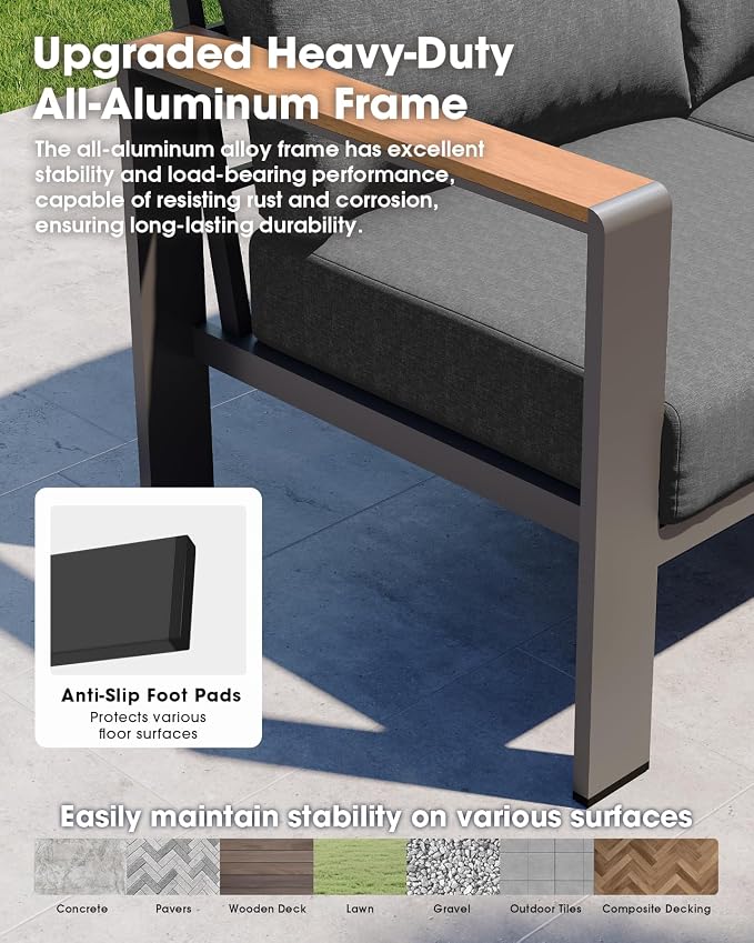 Aluminum Outdoor Patio Furniture Set 11 Seats, Outdoor Sectional Corner Sofa Set - Image 5