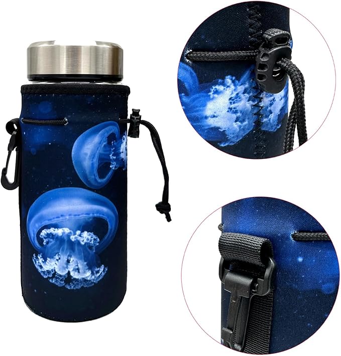 Neoprene Bottle Sleeve, Portable Insulator Cover for 18-20 Oz Water Bottle (Jellyfish)
