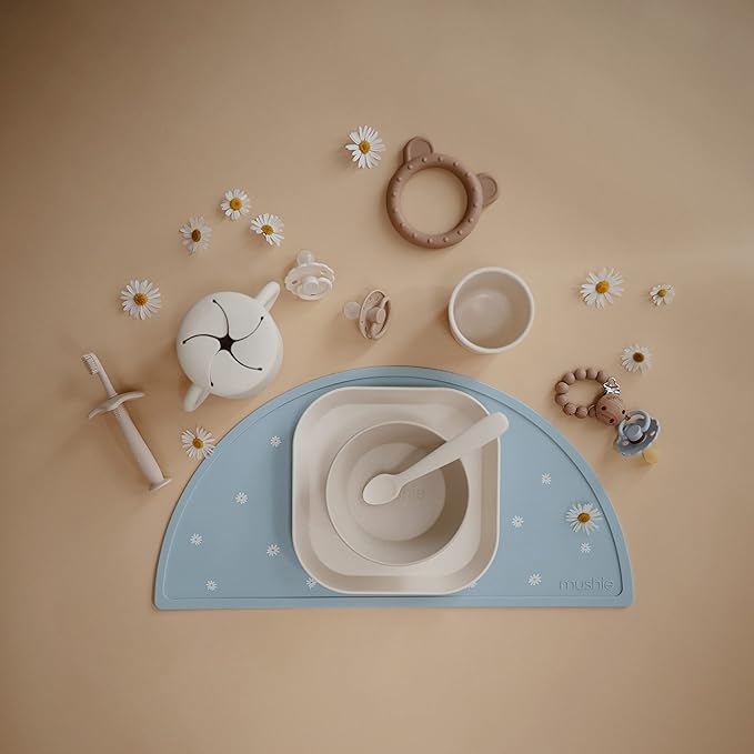 mushie Round Dinnerware Bowls for Kids | Made in Denmark, Set of 2 (Vanilla)