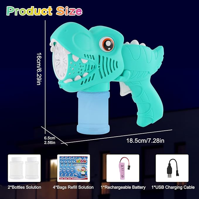 Onory 1 Pack Bubble Gun Machine for Kids, Bubble Gun with Bubble Solutions for Boys Girls, Bubble Blaster for Summer Toy, Party Favors, Outdoor & Indoor Activity, Birthday Gift, Bubble Blower