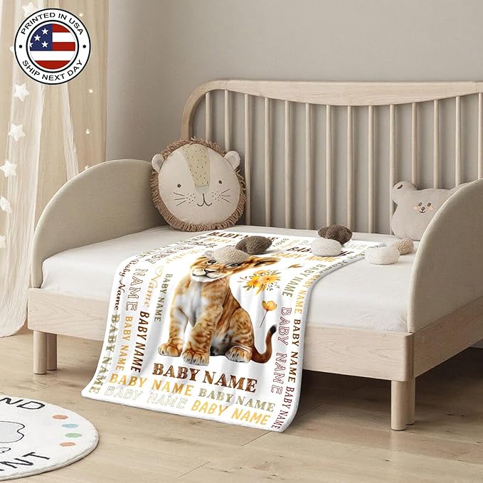 Ship Next Day, Personalized Baby Blanket – Printed in USA, Custom Baby Blanket for Boys & Girls, Baby Blanket with Name, Baby Shower, Easter, Christmas, Birthday Newborn & Toddler Gifts, Baby Gifts