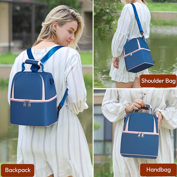 NCVI Breastmilk Cooler Bag, Breast Pump Bag with 2 Ice Pack Fits 6 Bottles, Double Layer Breast Milk Cooler Travel Bag Baby Bottle, for Travel, Nursing Mom Daycare, Work, Picnic (SkyBlue)