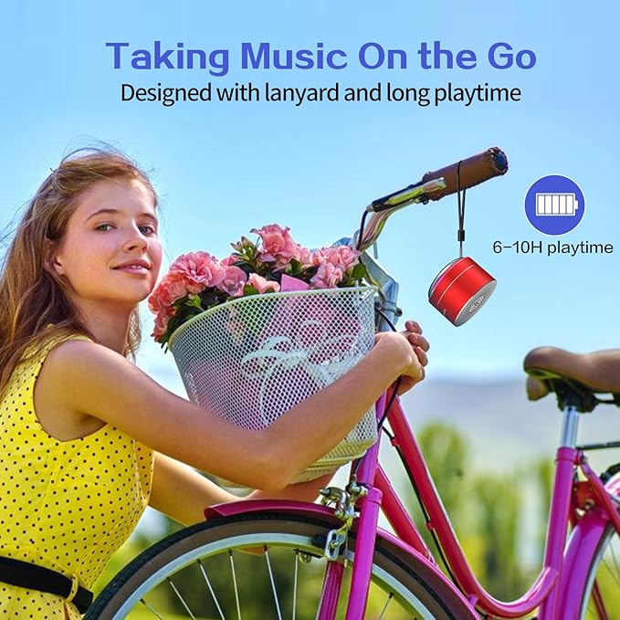 LENRUE A2 Portable Wireless Bluetooth Speaker with Lights and Lanyard,5W Mini Small Metal Speakers Bluetooth 5.0/Aux-in for iPhone Android Home Outdoor,Gift for Women/Girls