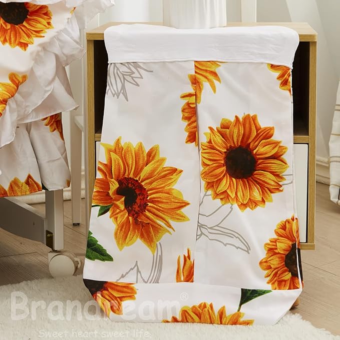 Brandream Nursery Bedding Farmhouse Floral Baby Bedding Yellow White Crib Blanket Set Sunflower Girls Boho Fitted Sheet,6 Piece