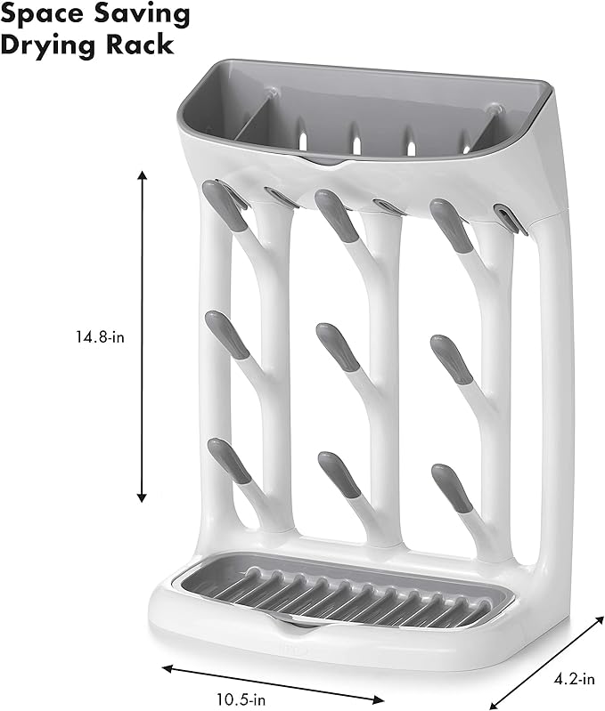OXO Tot Space-Saving Bottle Drying Rack, Baby Bottle Organizer for Countertop
