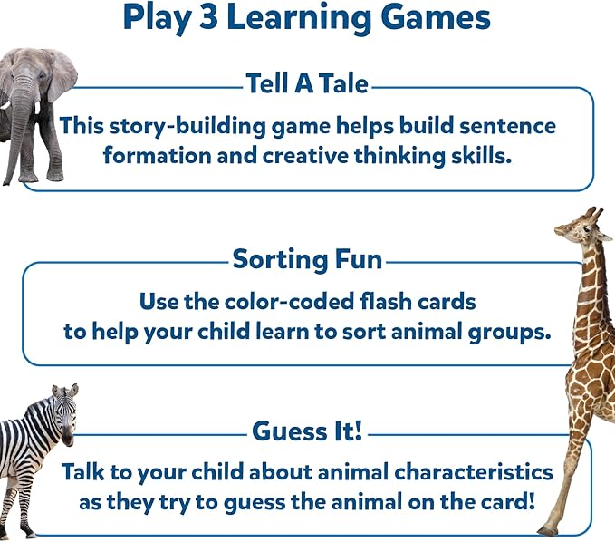 Skillmatics Thick Flash Cards for Toddlers - First 100 Animals, Montessori Toys, Preschool Learning Activities, Learning Aids, Gifts for Kids Ages 1, 2, 3, 4 Years