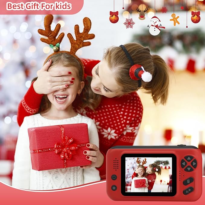 Kids Camera Girls for 3 4 5 6 7 8 9 Years Old Girls,1080P HD Video Selfie Camera with 32G SD Card Kids Digital Camera Toys for Toddler Birthday Gifts Red
