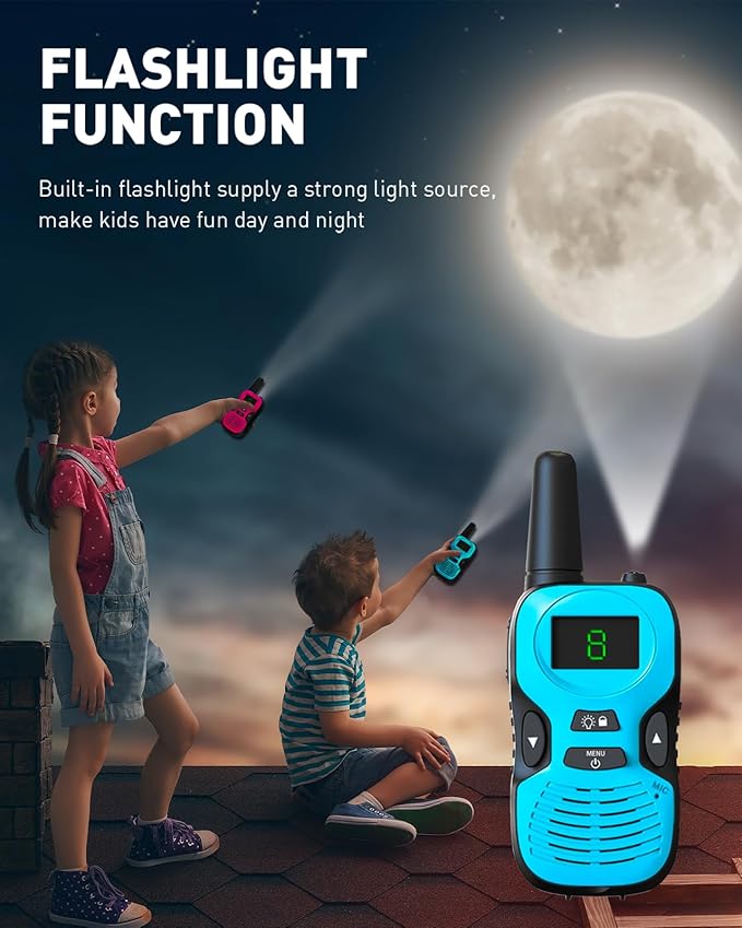 Walkie Talkies for Kids Long Range - Kid Walkie Talkies with Replaceable Shell Backlit LCD Flashlight 3 Miles Range - Toys for 5-7 Year Old Boys and Girls (2 Pack - Rechargeable)