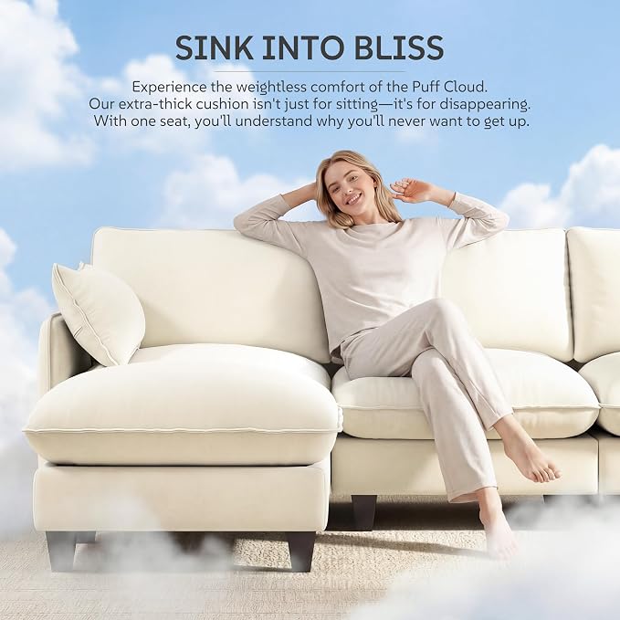 Ihanherry 105" Modular Sectional Sofa, L-Shaped Cloud Couch - Image 4