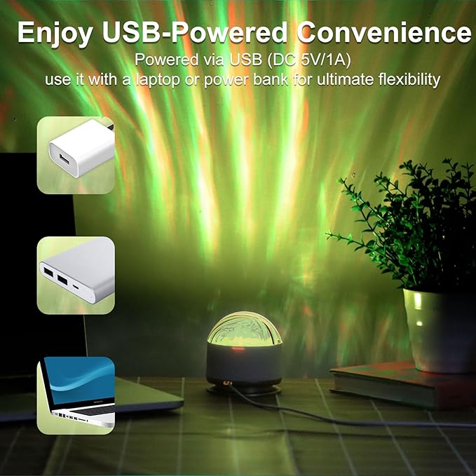 Northern Light Projector, Battery Operated Aurora Night Light, 16 Colors Galaxy Lamp Ocean Wave Ceiling Projector Mood Ambient Lighting for Bedroom Party Adults Kids Room Toddler Girl Gift