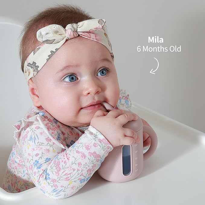 SAMiGO Silicone Sippy Cup, Baby Straw Cup for 6 12 18 Months, Sippy Cup with Straw for Toddlers 1-3 Years, Baby Water Cup for Drinking and Training, 6 oz