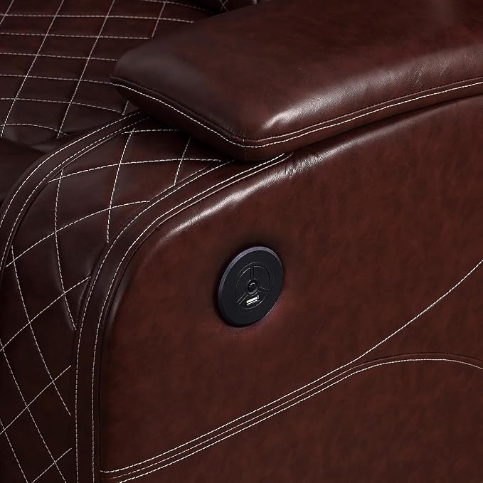Power Recliner Sofa with LED Lights, Leather Power Reclining Sofa, Living Room - Image 6