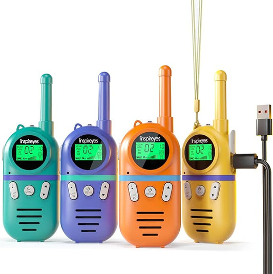 Walkie Talkies for Kids Rechargeable,Toys for Boys and Girls Ages 3-12, 4 Pack Long Range 2-Way Radios, Birthday Gifts,Christmas Stockings, Outdoor Play, Family Games, Hiking Camping Gear