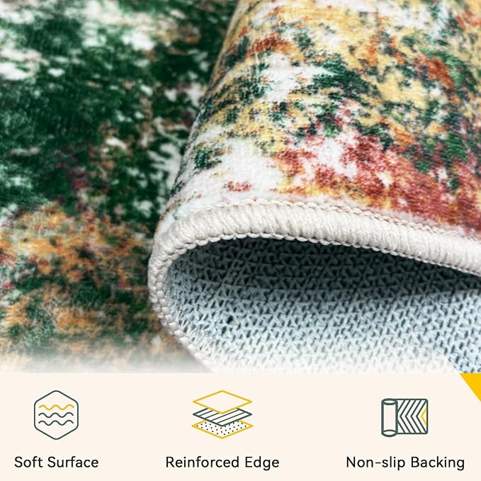 RELEANY Washable Area Rugs 3'x5' Non-Slip Modern Abstract Soft - Image 5