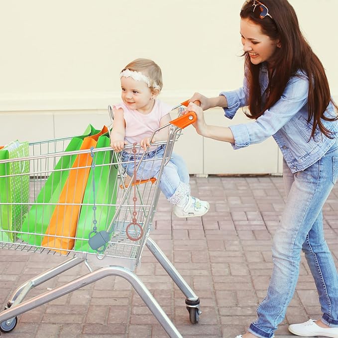 Toy Safety Straps,Silicone Pacifier Clips, Adjustable Stretchable Sippy Cup Straps for Strollers, High Chair, Cribs, Hanging Baskets, Car Seat, Shopping Trolley, 4 Pack, BPA Free