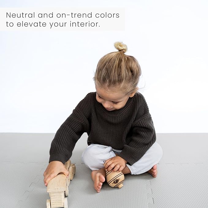 Toddlekind Solid Color Foam Play Mat 4x4 Baby Playmat. Stylish, Non-Toxic, Odorless, Plain Design Puzzle Play Mat 0m+ (Gray)