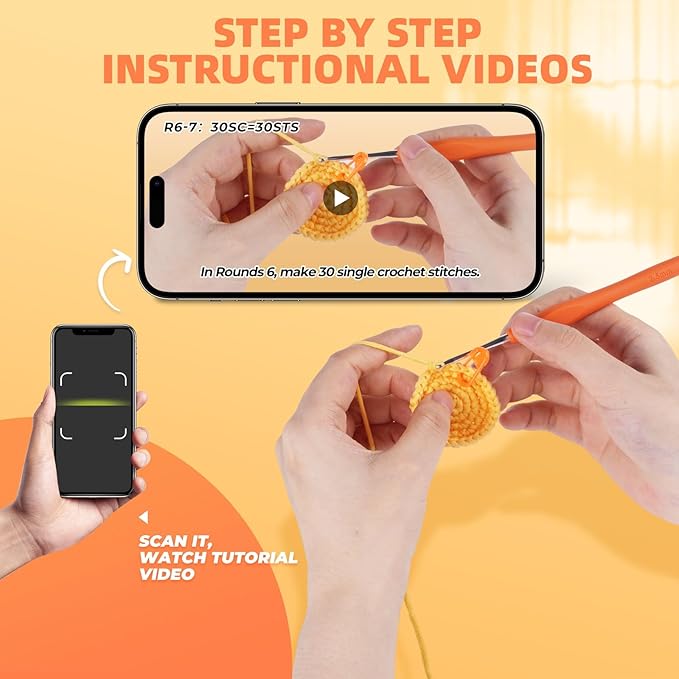 MOREJMTT Crochet Kit for Beginners, Learn to Crochet, Include Easy Knitting Soft Yarn, Step-by-Step Video Tutorial, Hook, Holiday Birthday Gift for Adults and Kids(2pack cat)