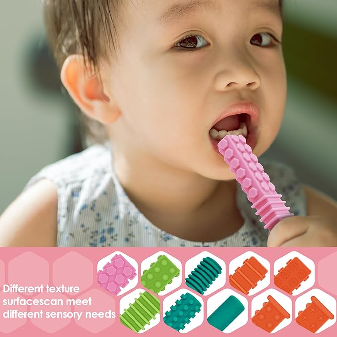 ERKOON Sensory Chew Toys for Autistic Children, 4 Pack Silicone Chewy Tube Oral Motor Tools for Sensory Kids with Autism, Biting, ADHD, SPD, Chewies with Special Needs, Teething Sticks Toys (4 Pack#1)