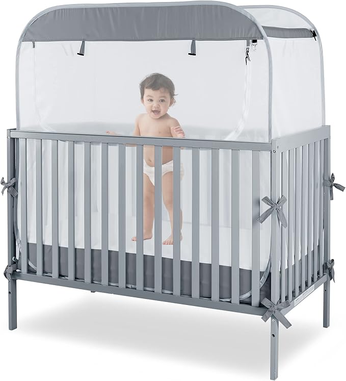 Porayhut Portable Baby Crib Net Safety Mesh Tent,Pop up Infant Mosquito Net, See Through Canopy Netting Cover for Baby&Toddler to Keep Baby from Climbing Out.