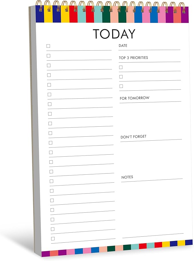 To Do List Notepad, Daily Planner Notebook with 52 Tear-off Sheets, Undated Writing Organizer for Daily Tasks and Goal, Coiled Task Track Checklist Productivity Pad for Office, Classroom, Home, School
