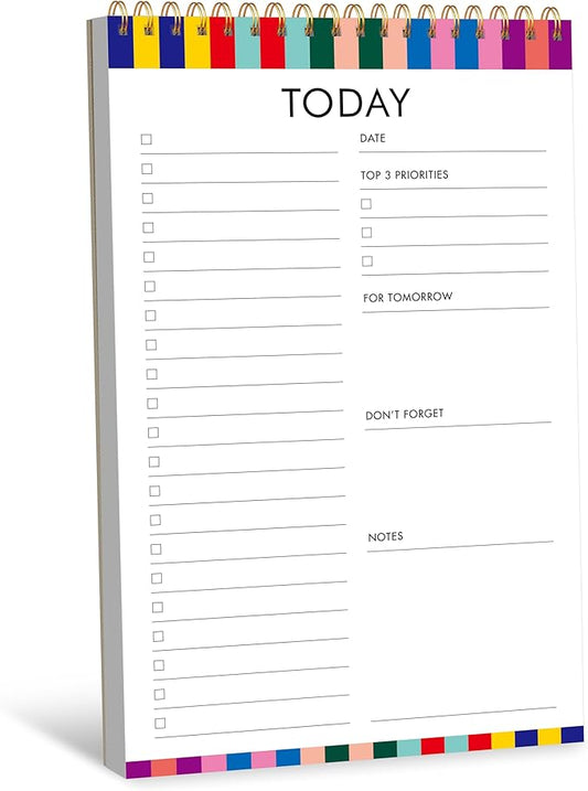 To Do List Notepad, Daily Planner Notebook with 52 Tear-off Sheets, Undated Writing Organizer for Daily Tasks and Goal, Coiled Task Track Checklist Productivity Pad for Office, Classroom, Home, School