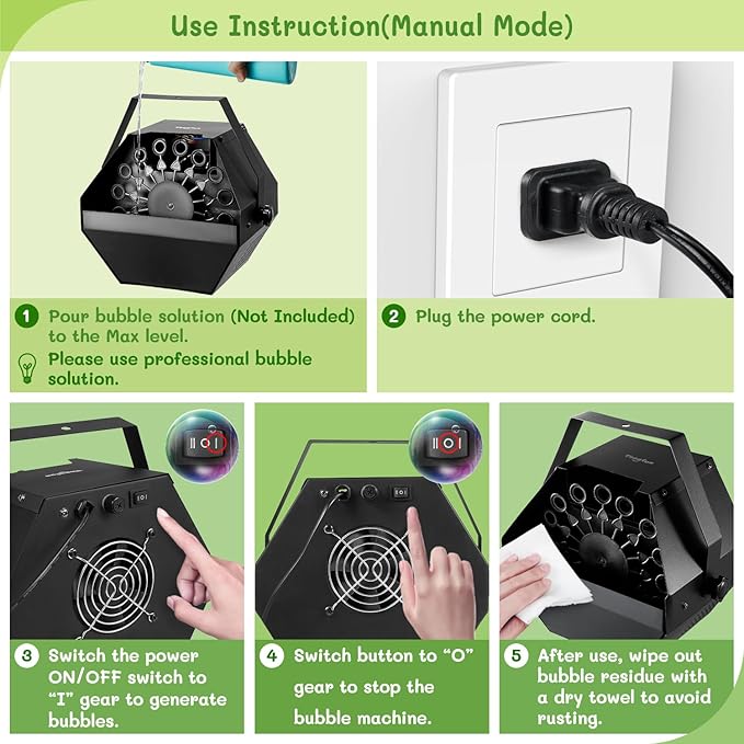 Theefun Bubble Machine: Remote Control 750ML Metal Bubble Blower Machine with High Output, Plug-in Automatic Bubble Maker Bubble Toys for Parties Wedding Birthday Indoor Outdoor Use with AC Adapter