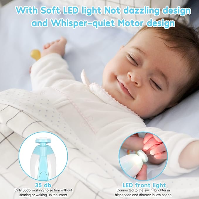 Baby Nail Trimmer Electric,Baby Nail Clippers, 6 in 1 Baby Nail File,Nail File Baby Grooming Kit Manicure Set for Toddler or Adults