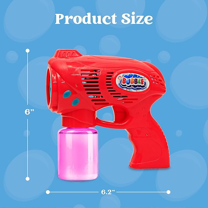 JOYIN 2 Bubble Guns with 2 Refill Solution (10 oz Total), Bubbles Maker, Blower, Machine Gun Blaster for Kids, Toddlers, Outdoors Activity, Party, Birthday Gift, Easter Toys (Blue+Red)