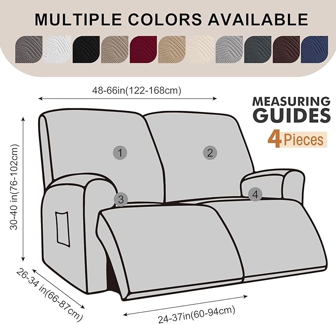 Recliner Loveseat Covers with Console, 6-Piece Stretch Geometric Strokes - Image 2