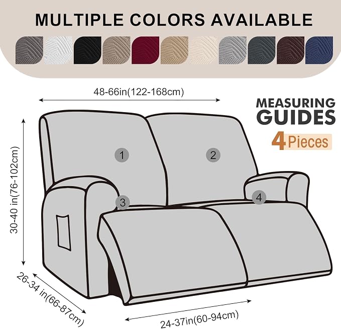 Recliner Loveseat Covers with Console, 6-Piece Stretch Geometric Strokes - Image 2