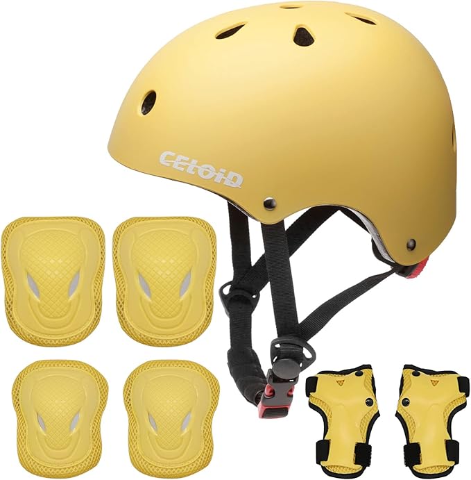 Kids Bike Skateboard Helmet Pad Set,Toddler Cyling Protective Gear Knee & Elbow Pads Wrist Guards for 5-8-10-12-14-16 Years Girls Boys Bicycle Scooter Roller Skate Inline Skating Rollerblading