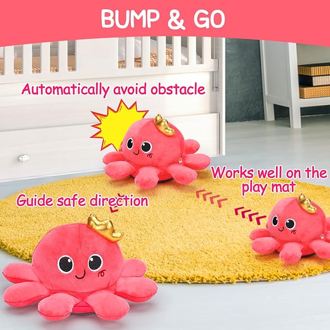 Baby Crawling & Walking Toys 6-12 Months Musical Octopus Plush Light up Stuffed Animal Dancing 1 Year Old Girl Gifts Music Sensory Walking Toy 0-6 7 8 9 Months Learning Newborn Baby Girl Birthday Gift