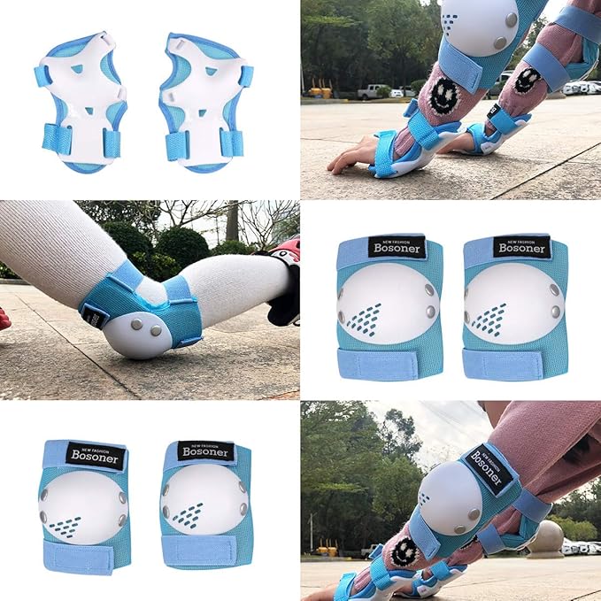 BOSONER Kids/Youth Knee Pad Elbow Pads for Roller Skates Cycling BMX Bike Skateboard Inline Rollerblading, Skating Skatings Scooter Riding Sports