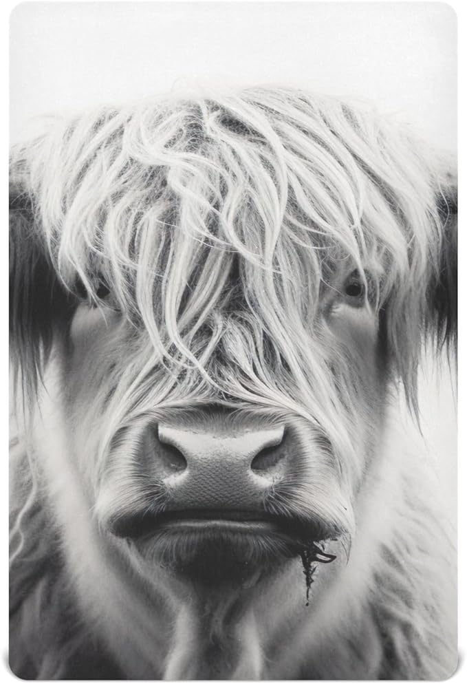 Highland Cow Crib Sheets for Boys and Girls, Fitted Baby Crib Sheets Soft and Breathable Mini Crib Sheets 39 X 27 Inches