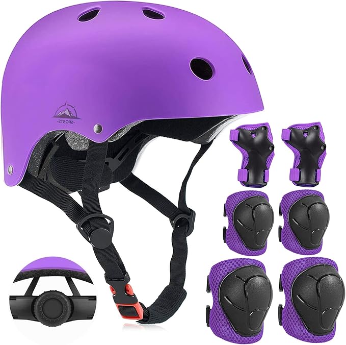 Adjustable Kids Helmet with Knee Pad, Elbow Pads & Wrist Guards - Toddler Bike Helmets for Ages 3-5, 5-8, 8-14 Years - Perfect for Skating, Biking, Cycling, and Skateboard - for Boys and Girls