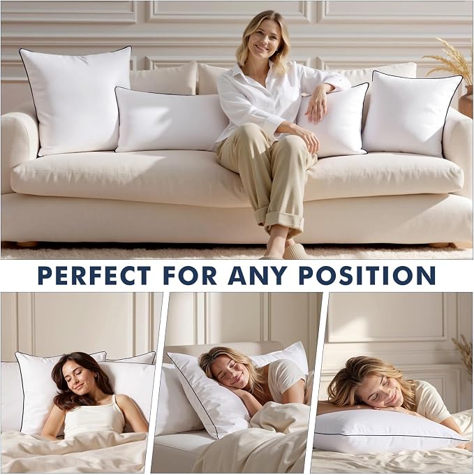 MIULEE Goose Feather Down 26x26 Euro Pillow Insert Set of 2 - Image 3