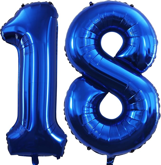 GOER Number 18 Balloons for 18th Birthday Sweet 18 Party Decorations,42 Inch Jumbo Foil Helium 81 Balloons for 81st Birthday Party Decoration (Blue)