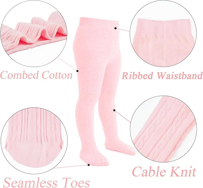 Mini angel Baby Tights Toddler Girl Tights Seamless Cable Knit Leggings Soft Cotton Stockings Pantyhose 3/4/5 Pack