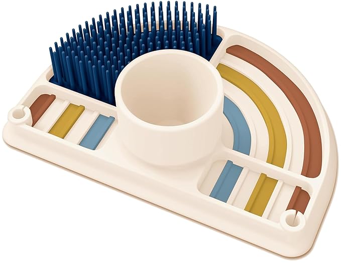 Dr. Brown's 2-in-1 Dry & Prep Silicone Mat, Silicone Baby Bottle Drying Mat with Removable Pegs for Baby Essentials, Built-in Bottle Prep, BPA-Free