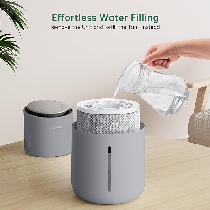 MistFree Smart Humidifier for Bedroom, Evaporative Humidifier No White Dust, Auto Humidity & APP Control, 3L Water Tank Easy to Clean, Sleep Mode, Timing, Humidifiers for Nursery/Baby(Gray)