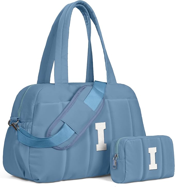 Birthday Present-Initial Duffle Bag, Yoga Bags for Women，Overnight Bag with Wet Pocket，Lightweight Work Bags Personalized Gym Tote with Makeup Pouch