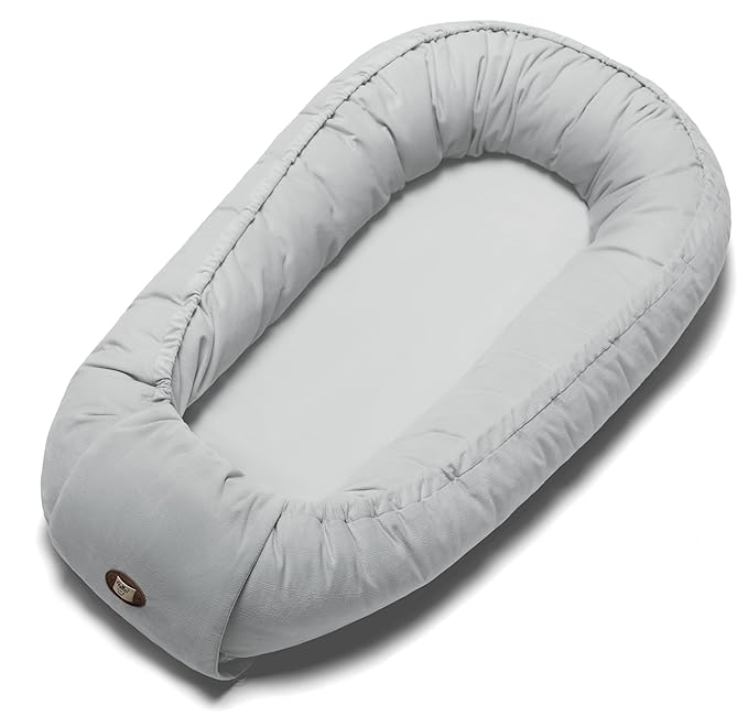 Baby Lounger for Newborn 0-24 Months, Breathable & Soft Infant Lounger, Adjustable Tummy Time Lounger for Home and Travel, Baby Girls & Boys Newborn Babies Essentials Stuff, Grey