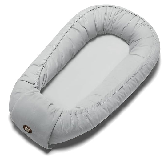 Baby Lounger for Newborn 0-24 Months, Breathable & Soft Infant Lounger, Adjustable Tummy Time Lounger for Home and Travel, Baby Girls & Boys Newborn Babies Essentials Stuff, Grey