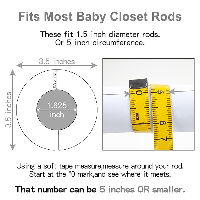 Pro Goleem Baby Closet Dividers Gray Baby Closet Organizer for Nursery Baby Clothes Size Age Dividers Fits 1.5" Rod 6 PCS