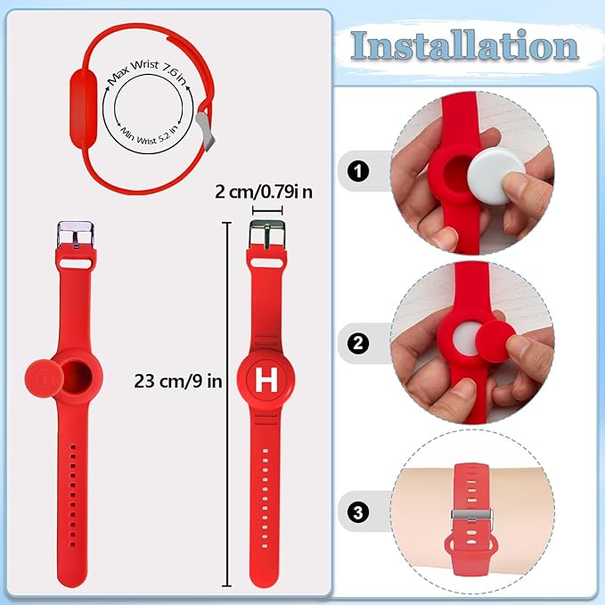 Waterproof Bracelet for AirTag Kids, Personalized Initial Letter Hidden Holder Compatible with Air Tag, Silicone Case for Airtag Adjustable Anti-Lost GPS Tracker for Toddler Child Elder, H
