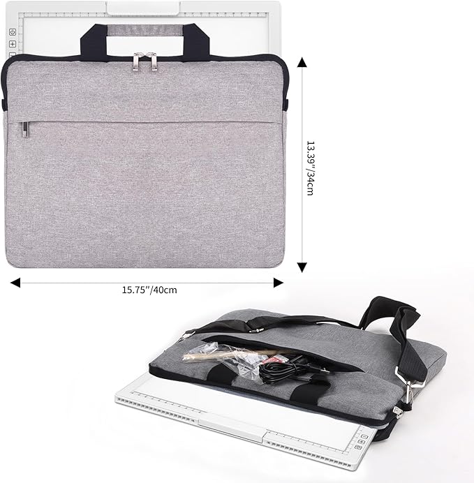 Rechargeable A4 Light Pad with Bag, Innovative Stand and Top Clip, Elice Wireless Bright Light Tracing Board Portable Artcraft Tracer Box for Drawing, Cricut Weeding Vinyl, Diamond Painting (White)