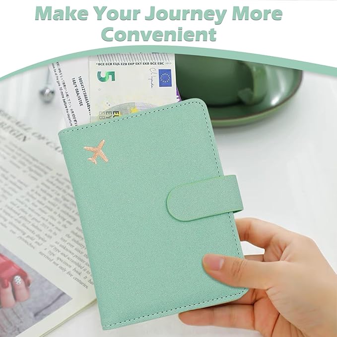 Melsbrinna Rfid Passport Holder for Travel women/Men, Cute Passport Wallet Rfid Blocking Card Slots, Rfid Passport Cover/CaseTravel Wallet, Passport Book Holder (1, Green4)