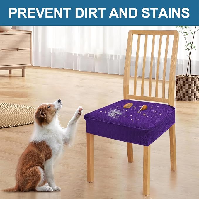 Smiry Waterproof Seat Covers for Dining Room Chairs Set of 8, Stretch Jacquard - Image 6